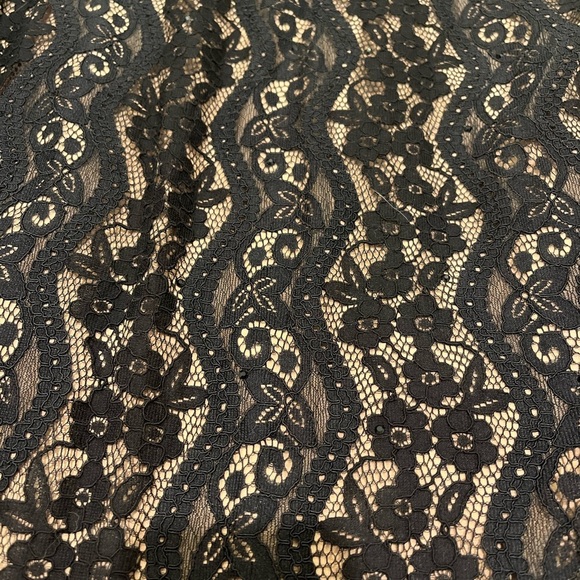 Ellie wilde Mon Cheri black ruffle lace off shoulder elegant dress beading lined - Picture 7 of 12